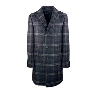 Digel Navy and Grey Plaid Coat